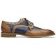 Belvedere "Gerry" Antique Almond / Navy Blue Genuine Ostrich / Italian Woven Calfskin Lace-up Shoes R24.